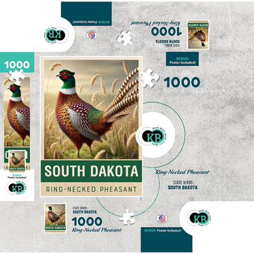 State Birds Series: South Dakota, Ring-necked Pheasant 1000 Jigsaw Puzzle box 3D Modell
