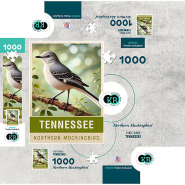 State Birds Series: Tennessee, Northern Mockingbird 1000 Jigsaw Puzzle box 3D Modell
