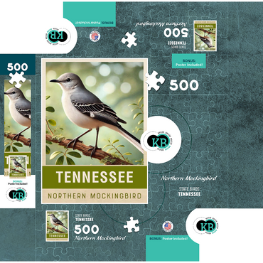 State Birds Series: Tennessee, Northern Mockingbird 500 Jigsaw Puzzle box 3D Modell