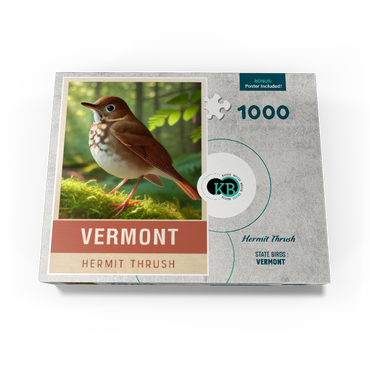 State Birds Series: Vermont, Hermit Thrush 1000 Jigsaw Puzzle box view3