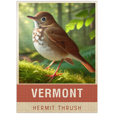 puzzleplate State Birds Series: Vermont, Hermit Thrush 1000 Jigsaw Puzzle