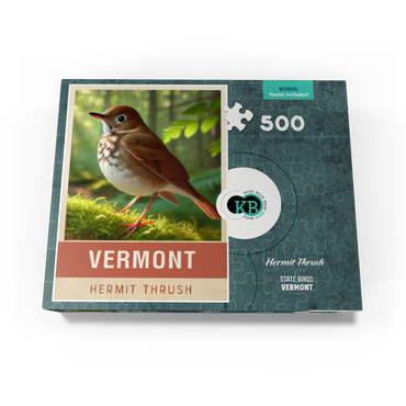 State Birds Series: Vermont, Hermit Thrush 500 Jigsaw Puzzle box view3