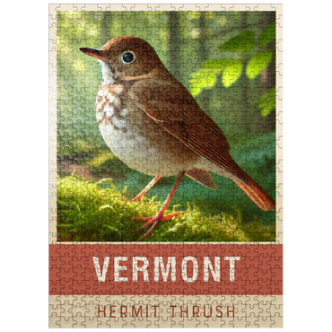 puzzleplate State Birds Series: Vermont, Hermit Thrush 500 Jigsaw Puzzle