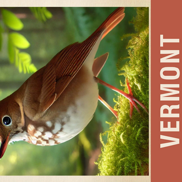 State Birds Series: Vermont, Hermit Thrush 500 Jigsaw Puzzle 3D Modell