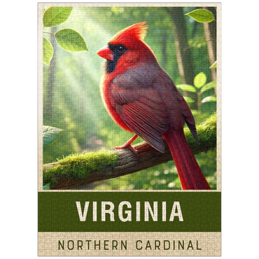 puzzleplate State Birds Series: Virginia, Northern Cardinal 1000 Jigsaw Puzzle
