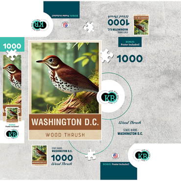 State Birds Series: Washington D.C., Wood Thrush 1000 Jigsaw Puzzle box 3D Modell
