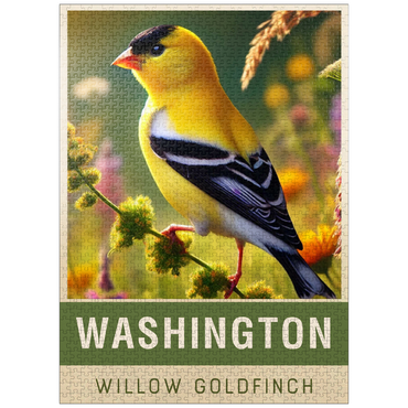 puzzleplate State Birds Series: Washington, Willow Goldfinch 1000 Jigsaw Puzzle