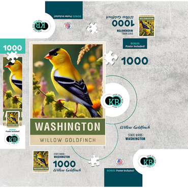 State Birds Series: Washington, Willow Goldfinch 1000 Jigsaw Puzzle box 3D Modell