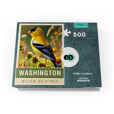 State Birds Series: Washington, Willow Goldfinch 500 Jigsaw Puzzle box view3