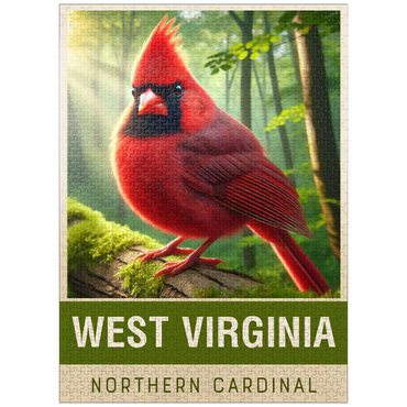 puzzleplate State Birds Series: West Virginia, Northern Cardinal 1000 Jigsaw Puzzle