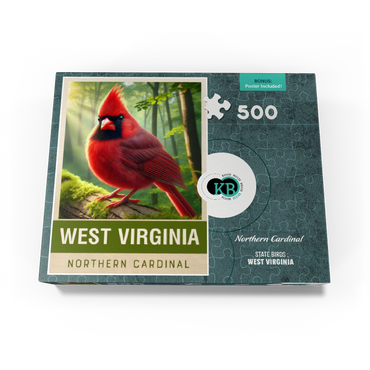 State Birds Series: West Virginia, Northern Cardinal 500 Jigsaw Puzzle box view3