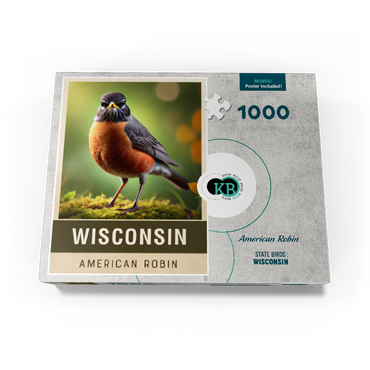 State Birds Series: Wisconsin, American Robin 1000 Jigsaw Puzzle box view3