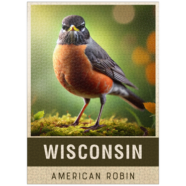 puzzleplate State Birds Series: Wisconsin, American Robin 1000 Jigsaw Puzzle