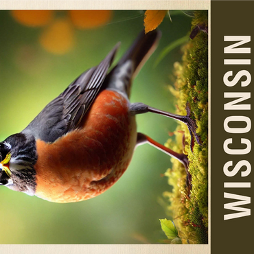State Birds Series: Wisconsin, American Robin 1000 Jigsaw Puzzle 3D Modell