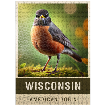 puzzleplate State Birds Series: Wisconsin, American Robin 500 Jigsaw Puzzle
