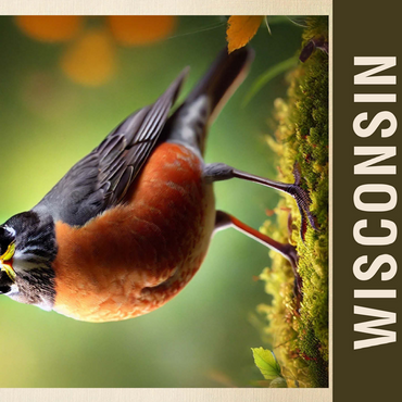 State Birds Series: Wisconsin, American Robin 500 Jigsaw Puzzle 3D Modell