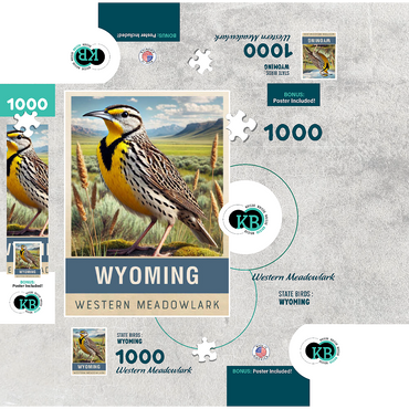 State Birds Series: Wyoming, Western Meadowlark 1000 Jigsaw Puzzle box 3D Modell