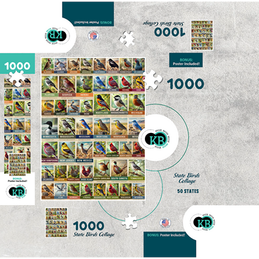 State Birds Series: 50 State Birds Collage, vol.1 1000 Jigsaw Puzzle box 3D Modell