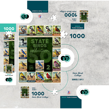 State Birds Series: 50 State Birds Collage, Part 2 of 3 1000 Jigsaw Puzzle box 3D Modell