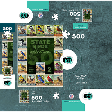 State Birds Series: 50 State Birds Collage, Part 2 of 3 500 Jigsaw Puzzle box 3D Modell