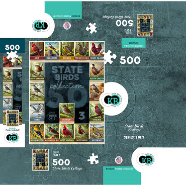 State Birds Series: 50 State Birds Collage, Part 3 of 3 500 Jigsaw Puzzle box 3D Modell