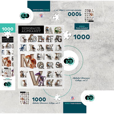 Illustration Collage: Dinosaur Alphabet, vol.2 1000 Jigsaw Puzzle box 3D Modell