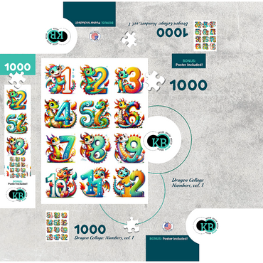 Illustration: Dragon Collage-Numbers, vol.1 1000 Jigsaw Puzzle box 3D Modell