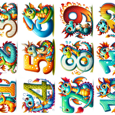 Illustration: Dragon Collage-Numbers, vol.2 500 Jigsaw Puzzle 3D Modell