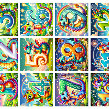 Illustration: Dragon Collage-Numbers, vol.3 1000 Jigsaw Puzzle 3D Modell