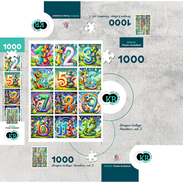 Illustration: Dragon Collage-Numbers, vol.3 1000 Jigsaw Puzzle box 3D Modell