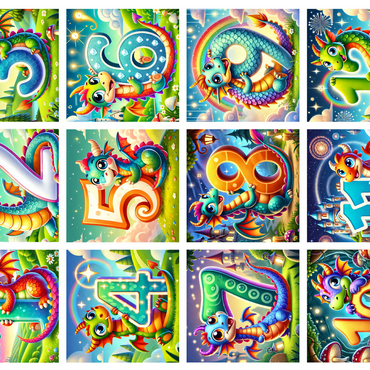 Illustration: Dragon Collage-Numbers, vol.3 500 Jigsaw Puzzle 3D Modell