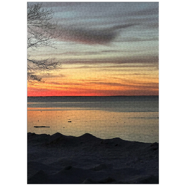puzzleplate Nature Photography: Icy Lake Sunset, Minnesota 1000 Jigsaw Puzzle