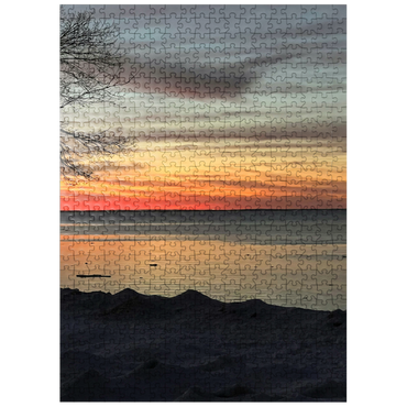 puzzleplate Nature Photography: Icy Lake Sunset, Minnesota 500 Jigsaw Puzzle