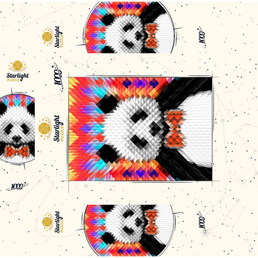 Colorful Geometric Panda with Vibrant Pattern 1000 Jigsaw Puzzle box 3D Modell