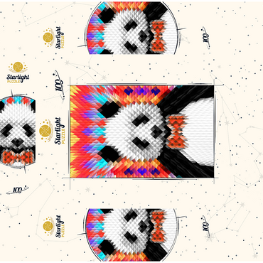 Colorful Geometric Panda with Vibrant Pattern 100 Jigsaw Puzzle box 3D Modell