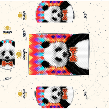 Colorful Geometric Panda with Vibrant Pattern 500 Jigsaw Puzzle box 3D Modell