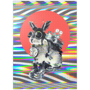 puzzleplate Steampunk Bunny with Psychedelic Vibes 1000 Jigsaw Puzzle