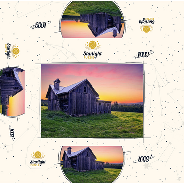 Rustic Barn at Sunset - Tranquil Countryside Scene 1000 Jigsaw Puzzle box 3D Modell