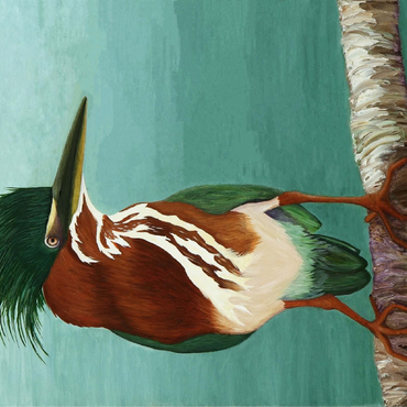 Green Heron on Branch with Vibrant Plumage 100 Jigsaw Puzzle 3D Modell