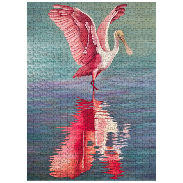 puzzleplate Roseate Spoonbill with Reflective Water 500 Jigsaw Puzzle