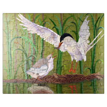 puzzleplate Forster's Tern Feeding Chick in Wetlands 100 Jigsaw Puzzle