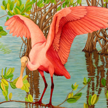 Roseate Spoonbill in Mangrove Habitat 100 Jigsaw Puzzle 3D Modell