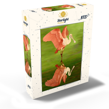 Roseate Spoonbill with Mirror Reflection 1000 Jigsaw Puzzle box view2