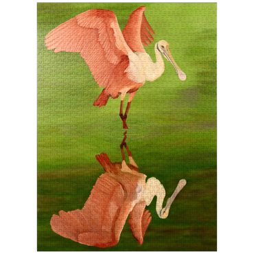 puzzleplate Roseate Spoonbill with Mirror Reflection 1000 Jigsaw Puzzle