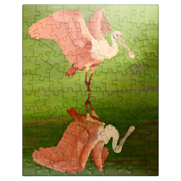 puzzleplate Roseate Spoonbill with Mirror Reflection 100 Jigsaw Puzzle