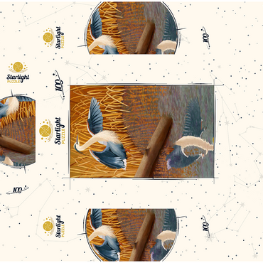 Great Blue Heron in Marshland Reflection 100 Jigsaw Puzzle box 3D Modell