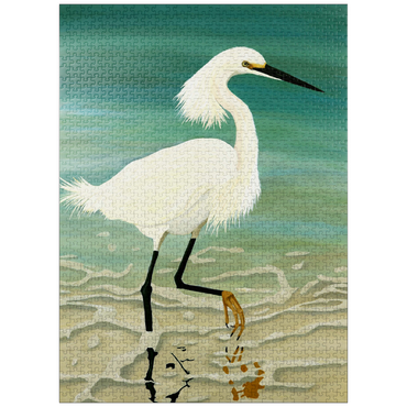 puzzleplate Snowy Egret Walking in Shallow Waters 1000 Jigsaw Puzzle