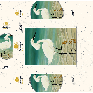 Snowy Egret Walking in Shallow Waters 1000 Jigsaw Puzzle box 3D Modell
