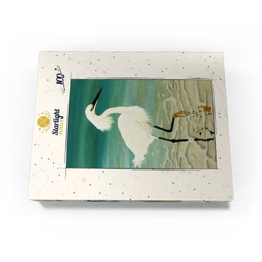 Snowy Egret Walking in Shallow Waters 100 Jigsaw Puzzle box view3