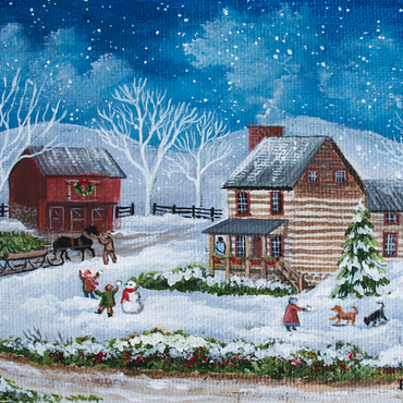 Rustic Winter Scene with Snowy Cabin 1000 Jigsaw Puzzle 3D Modell